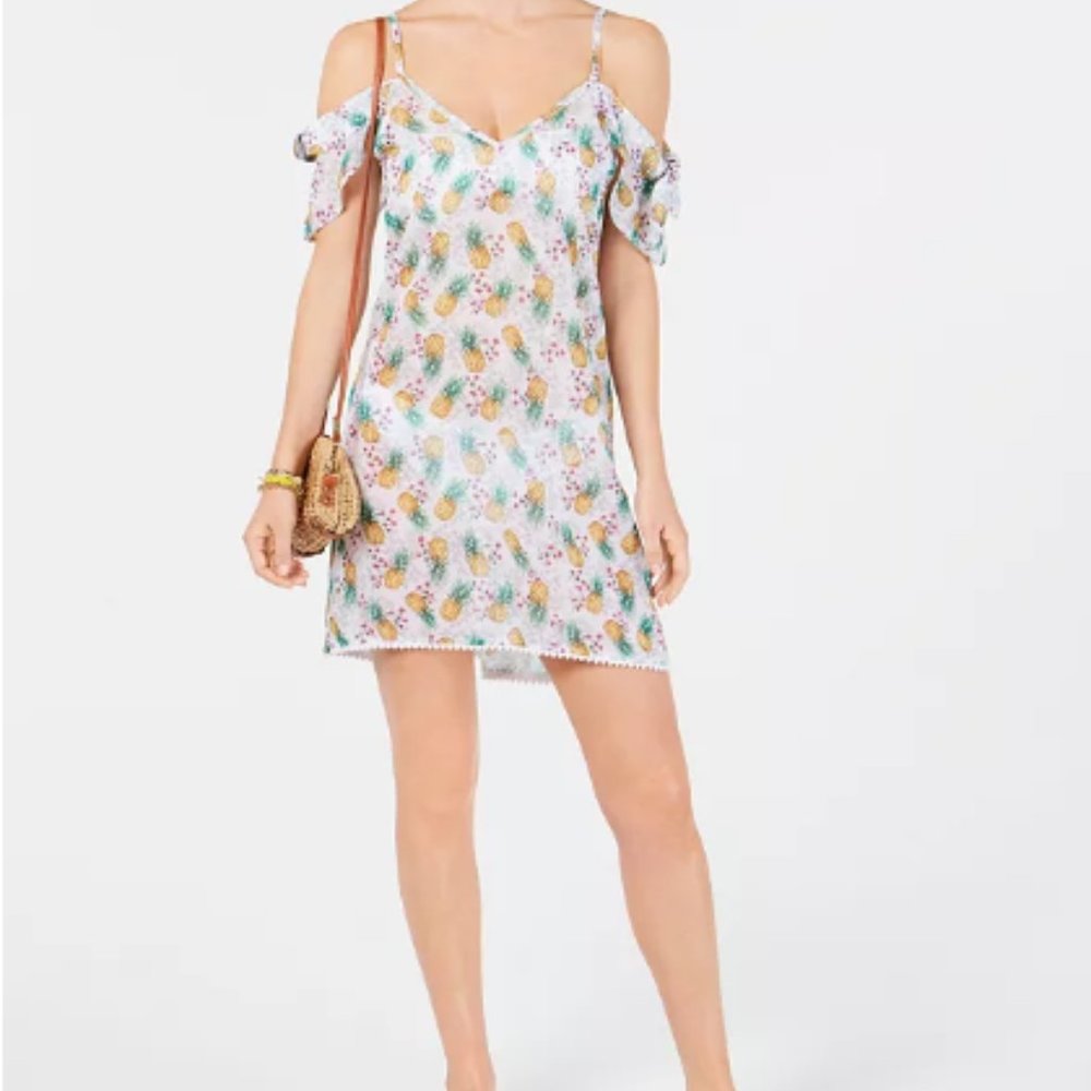 Miken Flutter-Sleeve Cover-Up Dress Sz M NWT